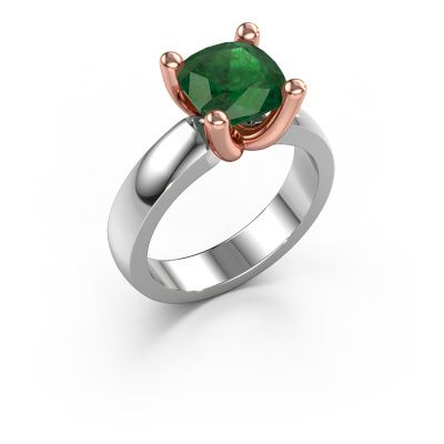 Ring Clelia CUS 585 witgoud smaragd 8 mm