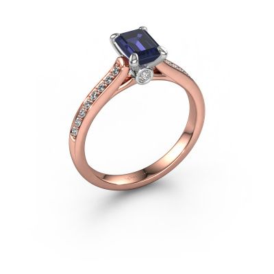 Engagement ring Valorie eme 2 585 rose gold sapphire 6.5x4.5 mm
