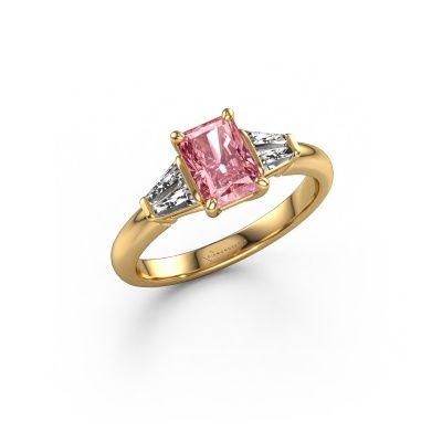 Engagement ring Kina RAD 585 gold pink lab grown diamond 7x5 mm