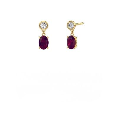 Pendants d'oreilles Lacey OVL 585 or jaune rhodolite 7x5 mm
