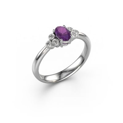 Engagement ring Lucy 1 950 platinum amethyst 6x4 mm