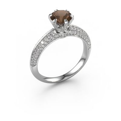 Engagement ring Abby 585 white gold smokey quartz 6.5 mm