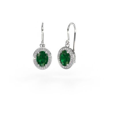 Drop earrings Latesha 585 white gold emerald 7x5 mm