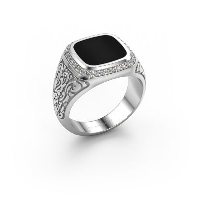 Herrenring Jesse 3 585 Weißgold Onyx 10x10 mm