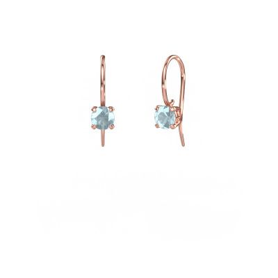 Pendants d'oreilles Cleo RND 585 or rose aigue-marine 5 mm