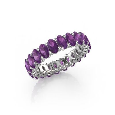 Stackable ring Heddy OVL 3x5 585 white gold amethyst 5x3 mm