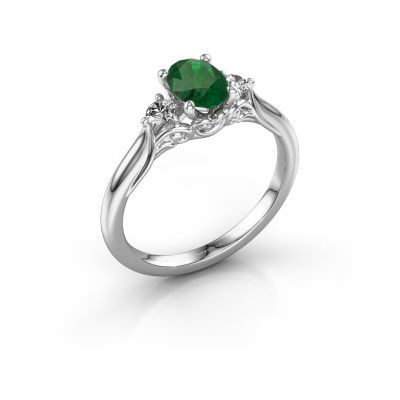 Engagement ring Laurian OVL 950 platinum emerald 7x5 mm