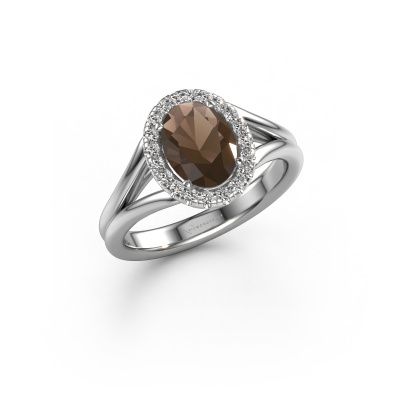 Engagement ring Verla ovl 1 950 platinum smokey quartz 8x6 mm