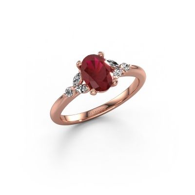 Engagement ring Megan OVL 585 rose gold ruby 7,5x5,5 mm