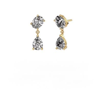 Earrings Toi et Moi OVL-PER 585 gold zirconia 8x6 mm