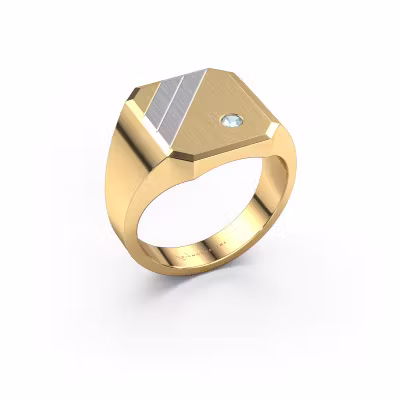 Zegelring Patrick 3 585 goud aquamarijn 2.5 mm