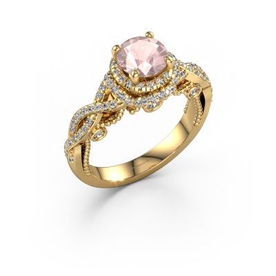 Engagement ring Leora 585 gold morganite champagne 6.5 mm