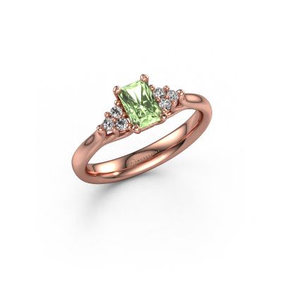 Verlobungsring Monika RAD 585 Roségold grüner Labor-Diamant 6x4 mm