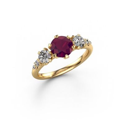 Bague de fiançailles Aniek RND 585 or jaune rhodolite 6.5 mm