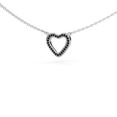 Pendant Heart 3 585 white gold black diamond 0.084 crt