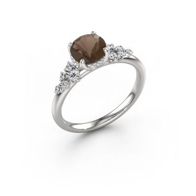 Engagement ring Emma RND 950 platinum smokey quartz 6.5 mm