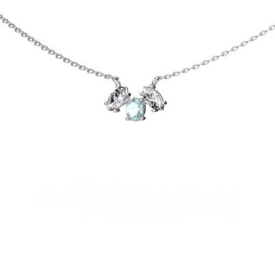 Ketting Rachal 585 witgoud aquamarijn 4x3 mm