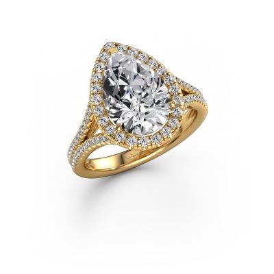 Engagement ring Verla pear 2 585 gold lab grown diamond 3.528 crt