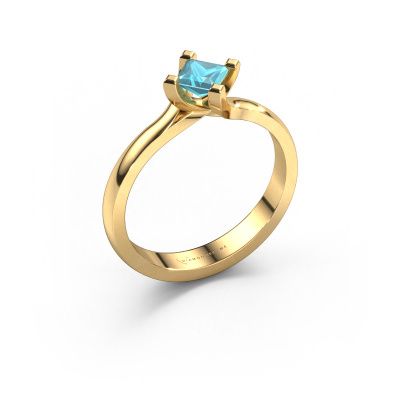 Engagement ring Dewi Square 585 gold blue topaz 4 mm