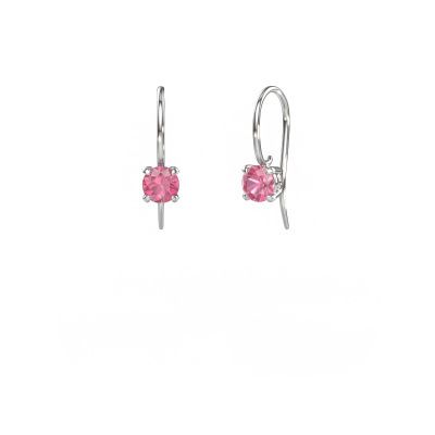 Drop earrings Cleo RND 585 white gold pink sapphire 5 mm