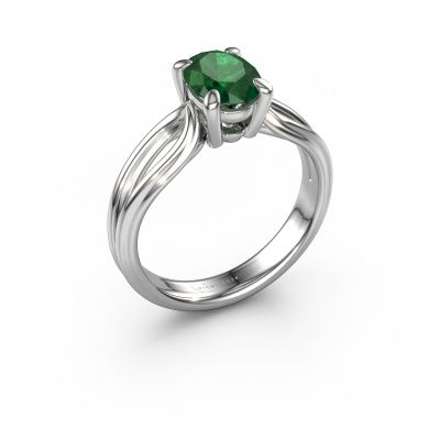 Engagement ring Antonia ovl 1 950 platinum emerald 8x6 mm