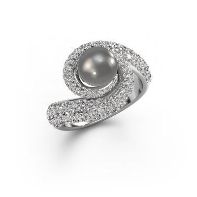 Ring Klasina 585 white gold grey pearl 7 mm