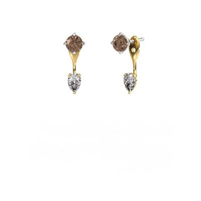 Drop earrings Kate RND-PER 585 white gold brown diamond 1.90 crt