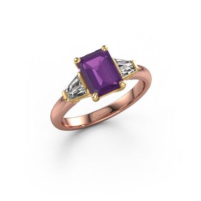 Engagement ring Kina EME 585 rose gold amethyst 8x6 mm