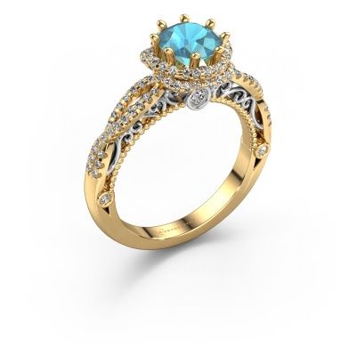 Verlobungsring Lysanne 585 Gold Blau Topas 6.5 mm