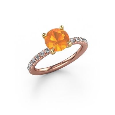 Verlobungsring Crystal RND 2 585 Roségold Citrin 7.3 mm