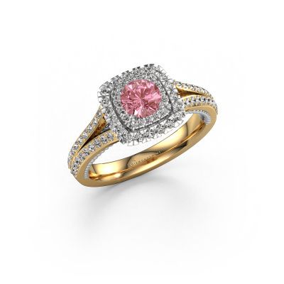 Engagement ring Annette 585 gold pink lab grown diamond 5 mm