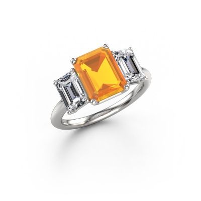 Bague de fiançailles Sandra 950 platine citrine 9x7 mm