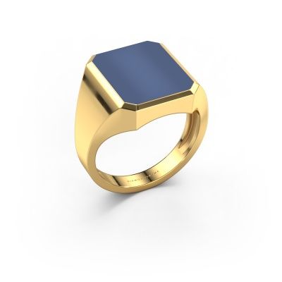 Zegelring Lars 4 light 585 goud blauw lagensteen 15x12 mm