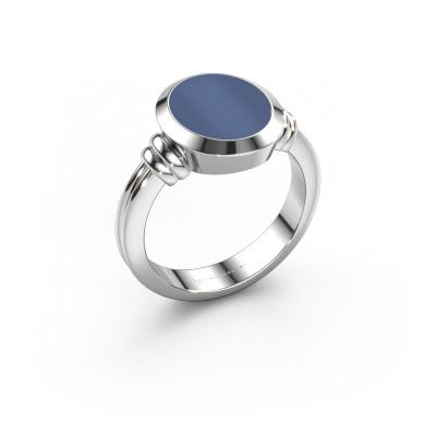 Zegelring Jake 2 950 platina blauw lagensteen 12x10 mm