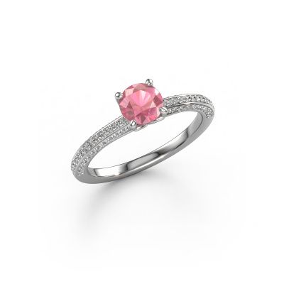 Engagement ring Elenore rnd 585 white gold tourmaline pink 5.4 mm