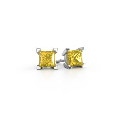 Clous d'oreilles Ariane 950 platine saphir jaune 5 mm