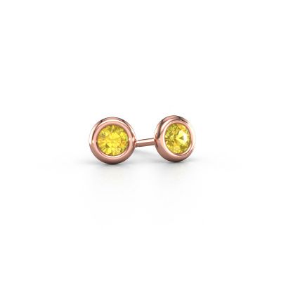 Clous d'oreilles Lieke RND 585 or rose saphir jaune 4 mm