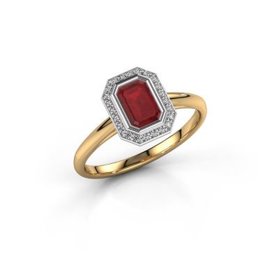 Engagement ring Noud 1 EME 585 gold ruby 6x4 mm