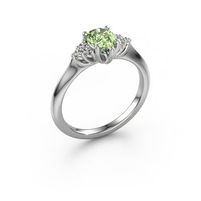 Engagement ring Felipa PER 585 white gold green lab grown diamond 7x5 mm