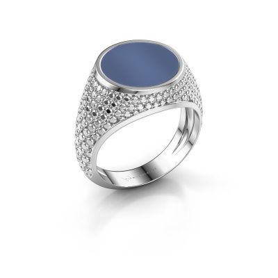 Signet ring Zachary 2 950 platinum blue sardonyx 12 mm