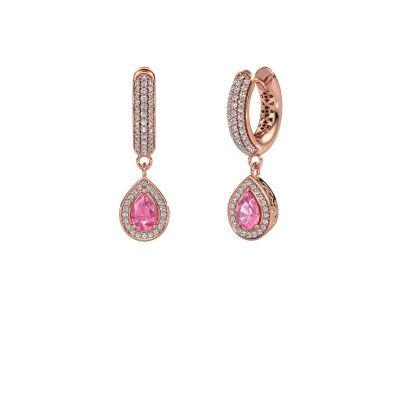 Drop earrings Barbar 2 585 rose gold pink sapphire 6x4 mm