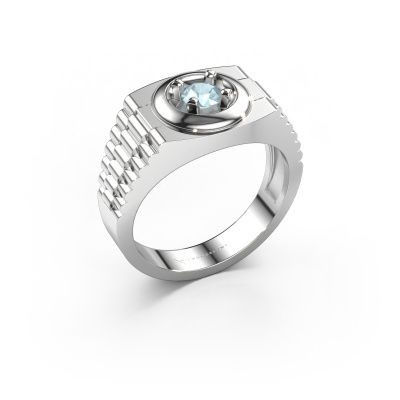 Men's ring Edward 950 platinum aquamarine 4.7 mm