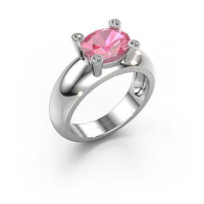 Ring Tamara OVL 585 white gold pink sapphire 9x7 mm