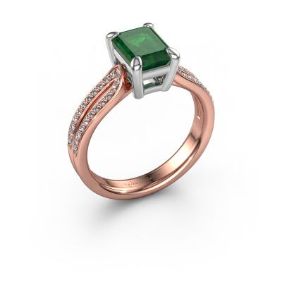 Engagement ring Antonia eme 2 585 rose gold emerald 8x6 mm