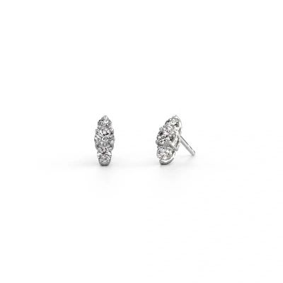 Boucles d'oreilles Amie 585 or blanc zircone 4 mm