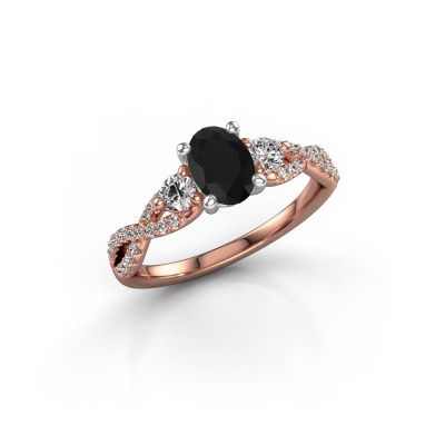 Verlovingsring Marilou OVL 585 rosé goud zwarte diamant 1.41 crt