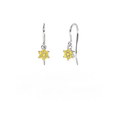 Pendants d'oreilles Dahlia 1 950 platine saphir jaune 1.7 mm