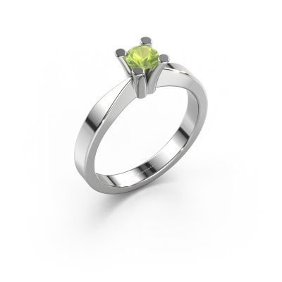 Verlovingsring Ichelle 1 585 witgoud peridoot 4.2 mm