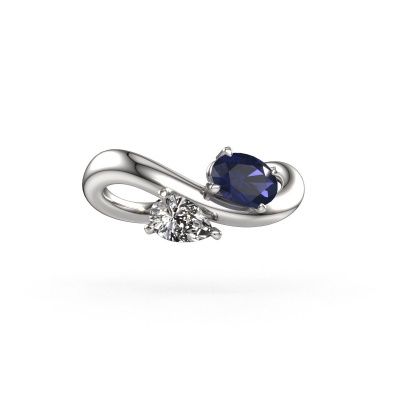Engagement ring Chloe OVL-PER 585 white gold sapphire 6.5x4.5 mm