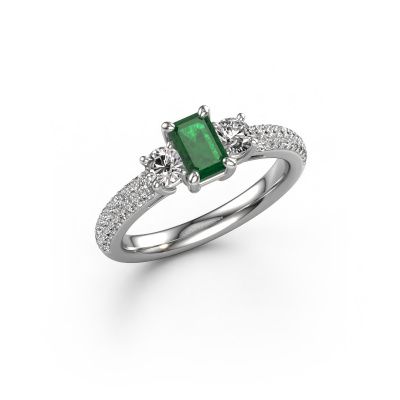 Engagement ring Marielle EME 950 platinum emerald 6x4 mm